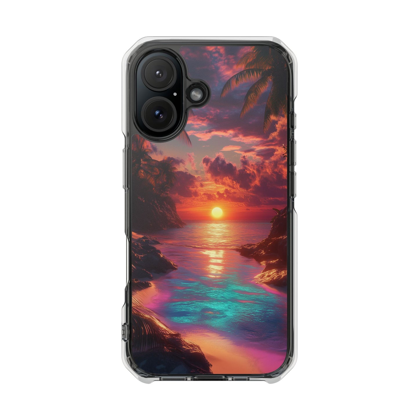 Iridescent Tropical Sunset Magnetic Clear Impact iPhone Case