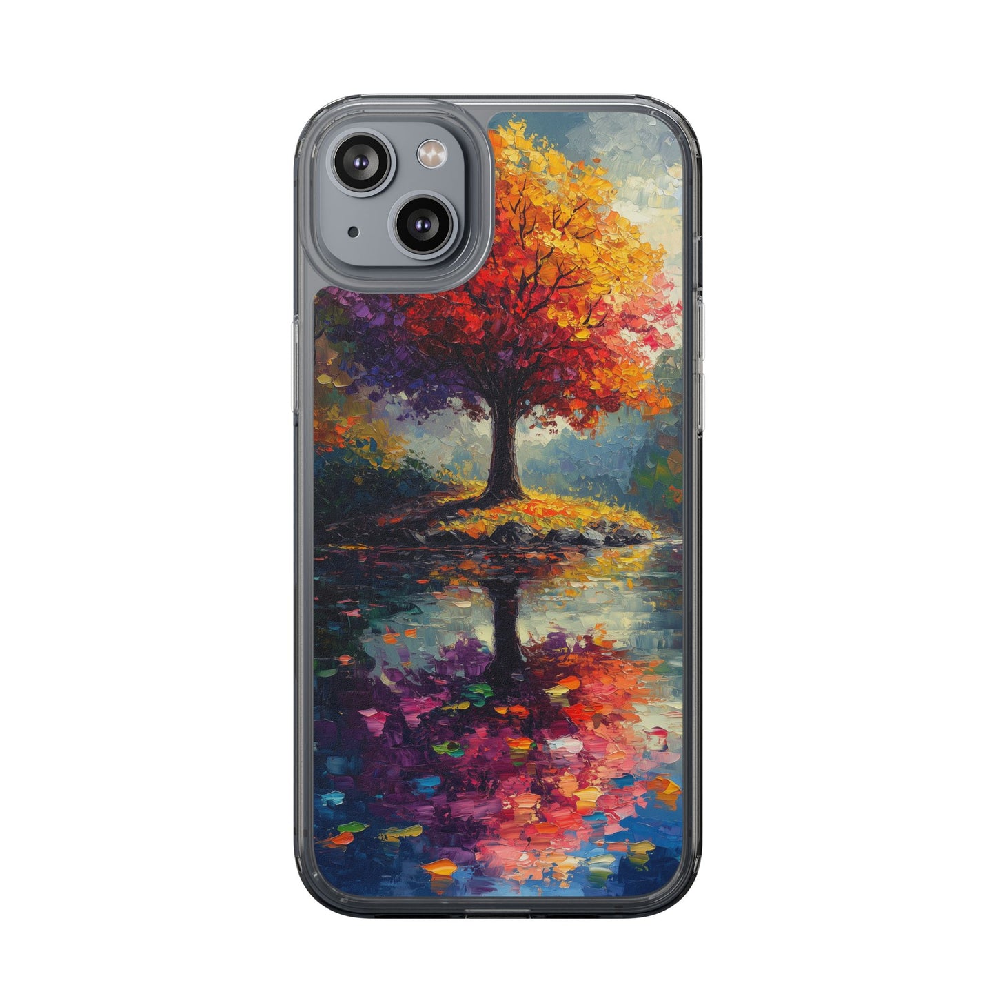 Autumn Landscape Phone Case - Clear Case with Vibrant Tree Design