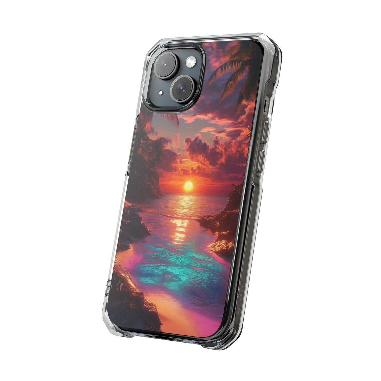 Iridescent Tropical Sunset Magnetic Clear Impact iPhone Case