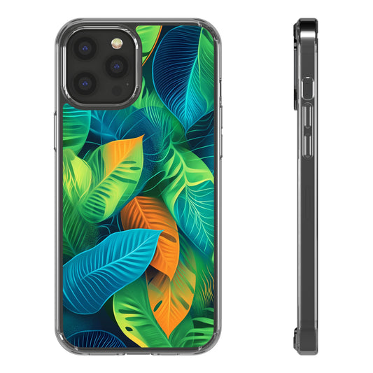 Tropical Leaf Clear iPhone Case – Vibrant Botanical Design for Nature Lovers