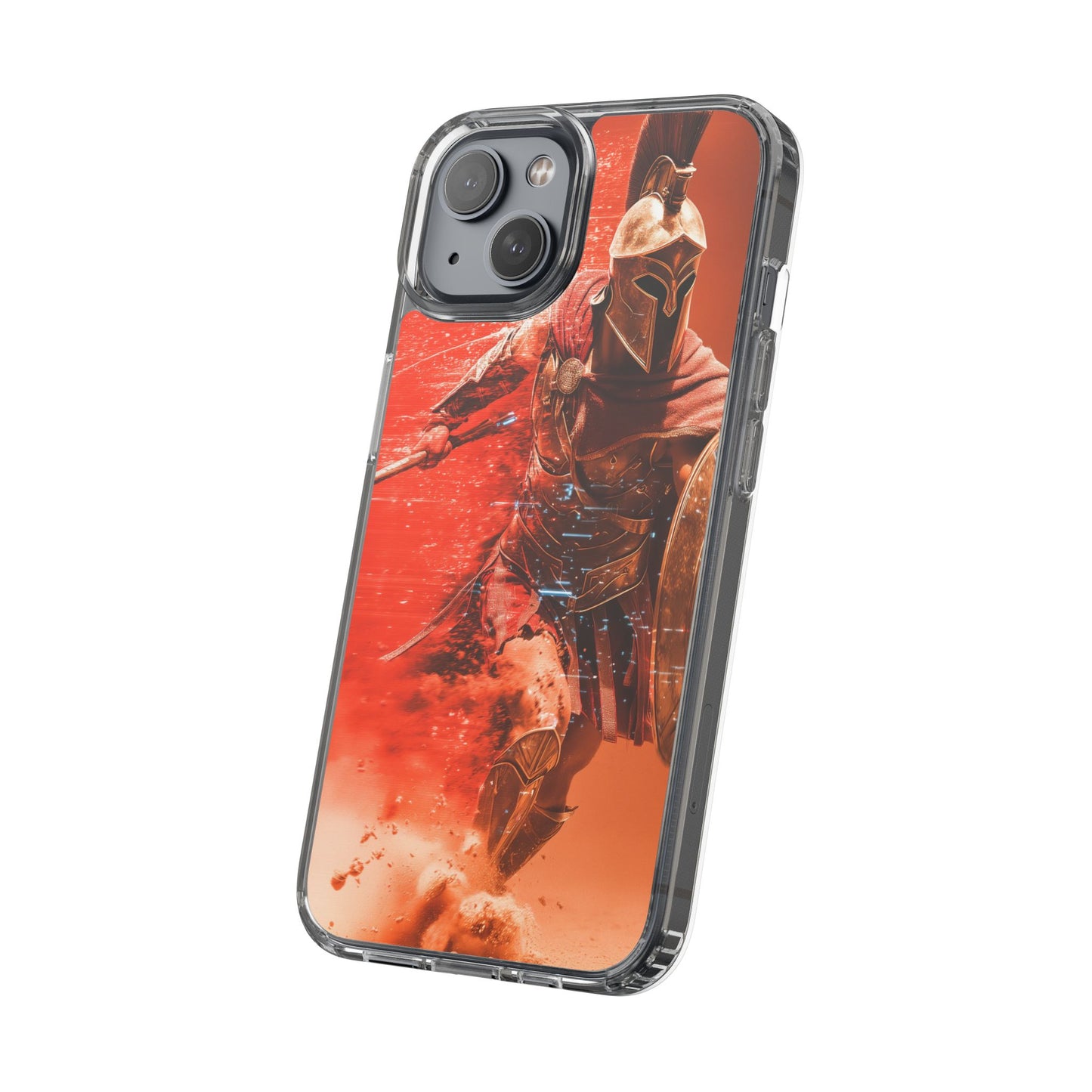 Spartan "Big Duster" Warrior Clear Phone Case - Unique Design for Protection & Style