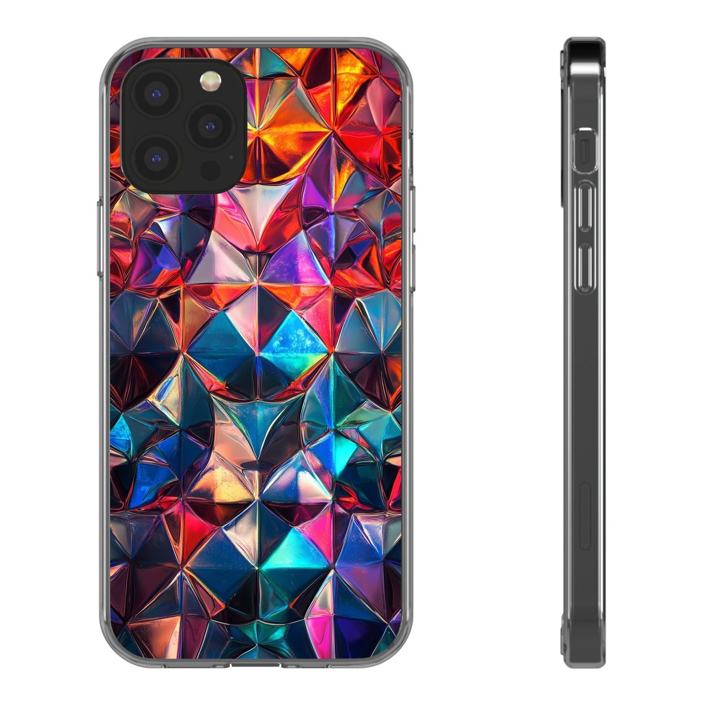 Colorful Geometric Clear Phone Case - Prism Design for iPhone
