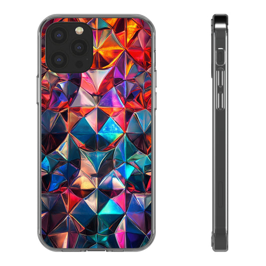 Colorful Geometric Clear Phone Case - Prism Design for iPhone