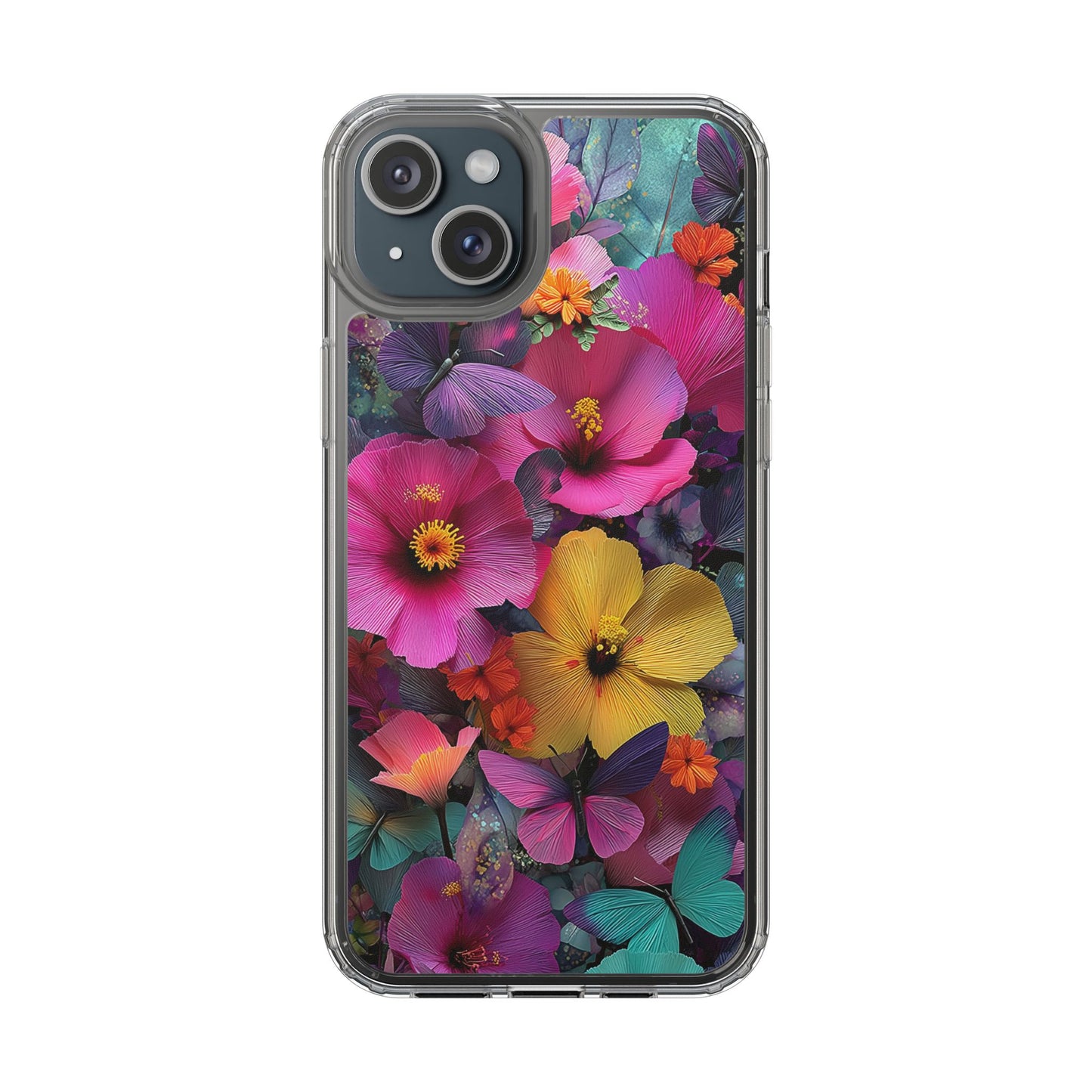 Vibrant Floral Butterfly iPhone Case – Slim Aesthetic Boho Nature Design