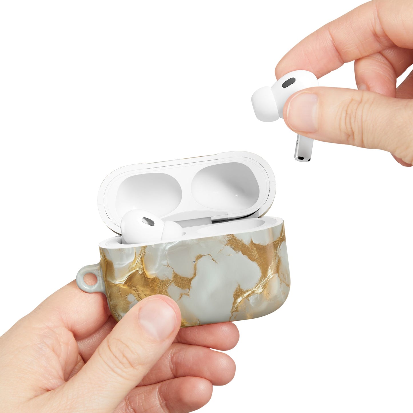 Lustrous Iridescent Gold & White Camo AirPods Case