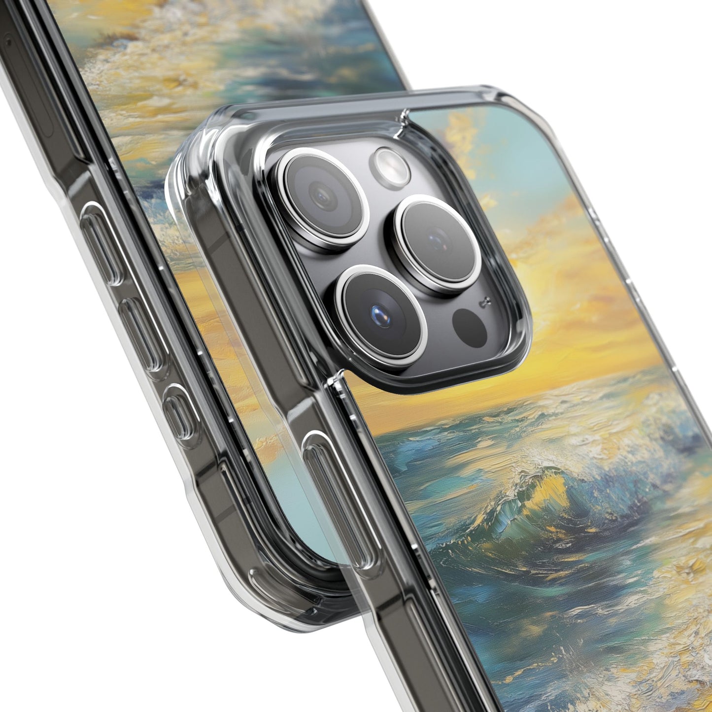 Ocean Sunset Oil Painting Magnetic Clear Impact iPhone Case