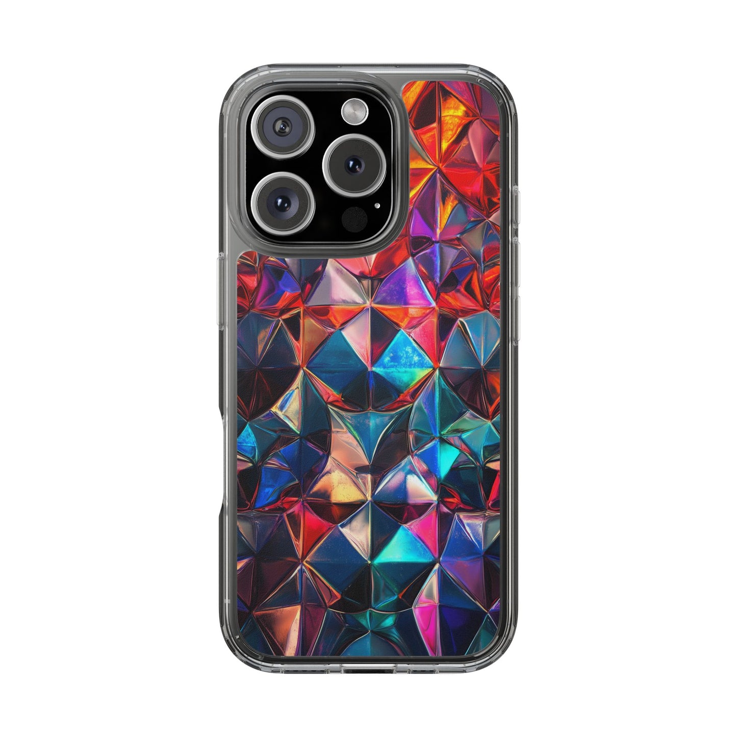 Colorful Geometric Clear Phone Case - Prism Design for iPhone