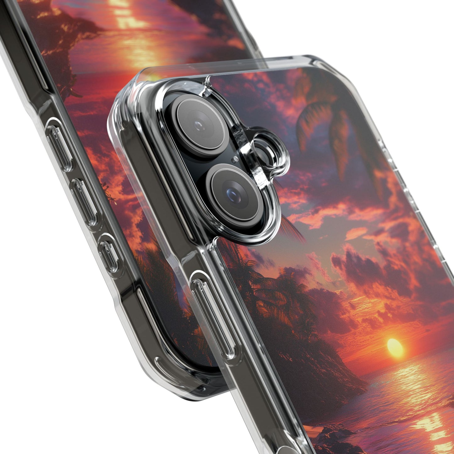 Iridescent Tropical Sunset Magnetic Clear Impact iPhone Case