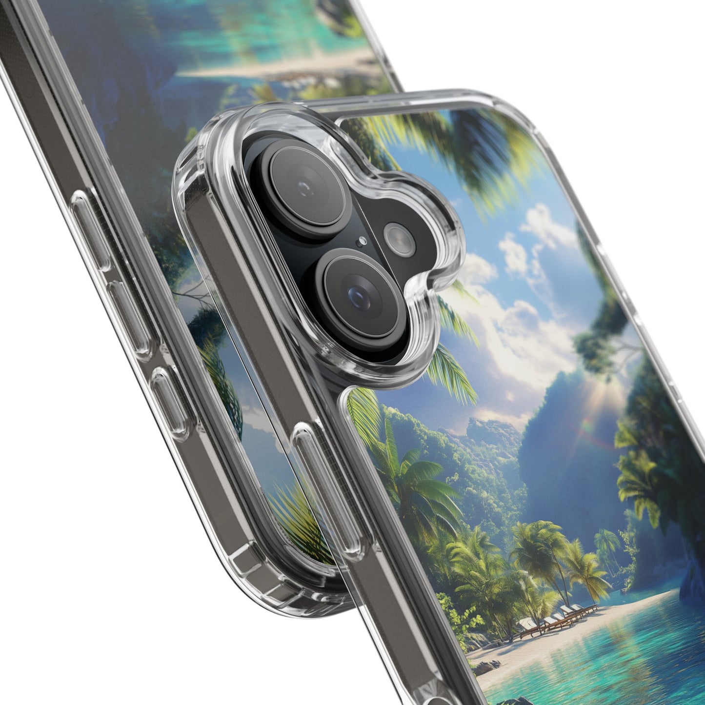 Tropical Paradise Clear iPhone Case – Vibrant Beach Vibes & Sleek Protection