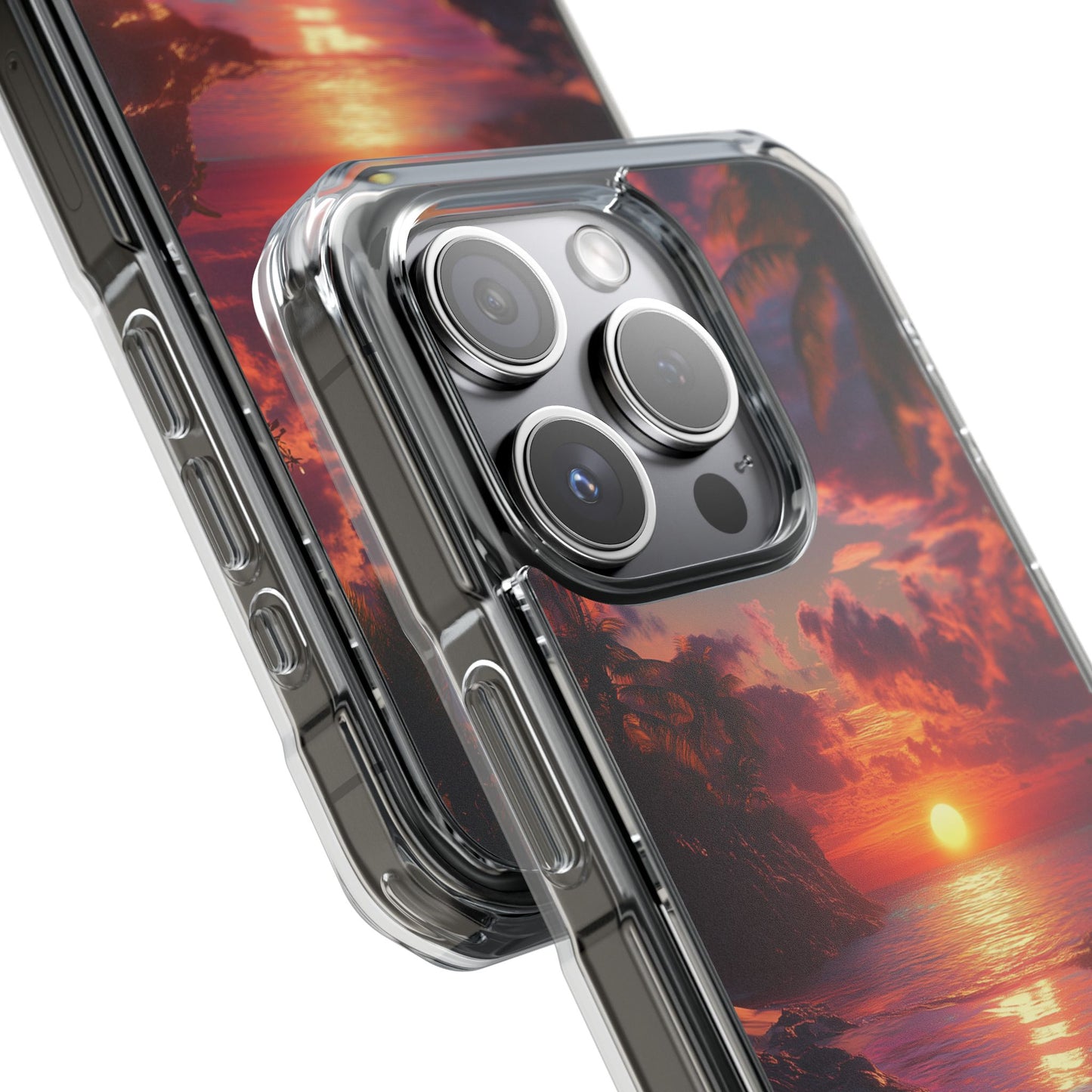 Iridescent Tropical Sunset Magnetic Clear Impact iPhone Case