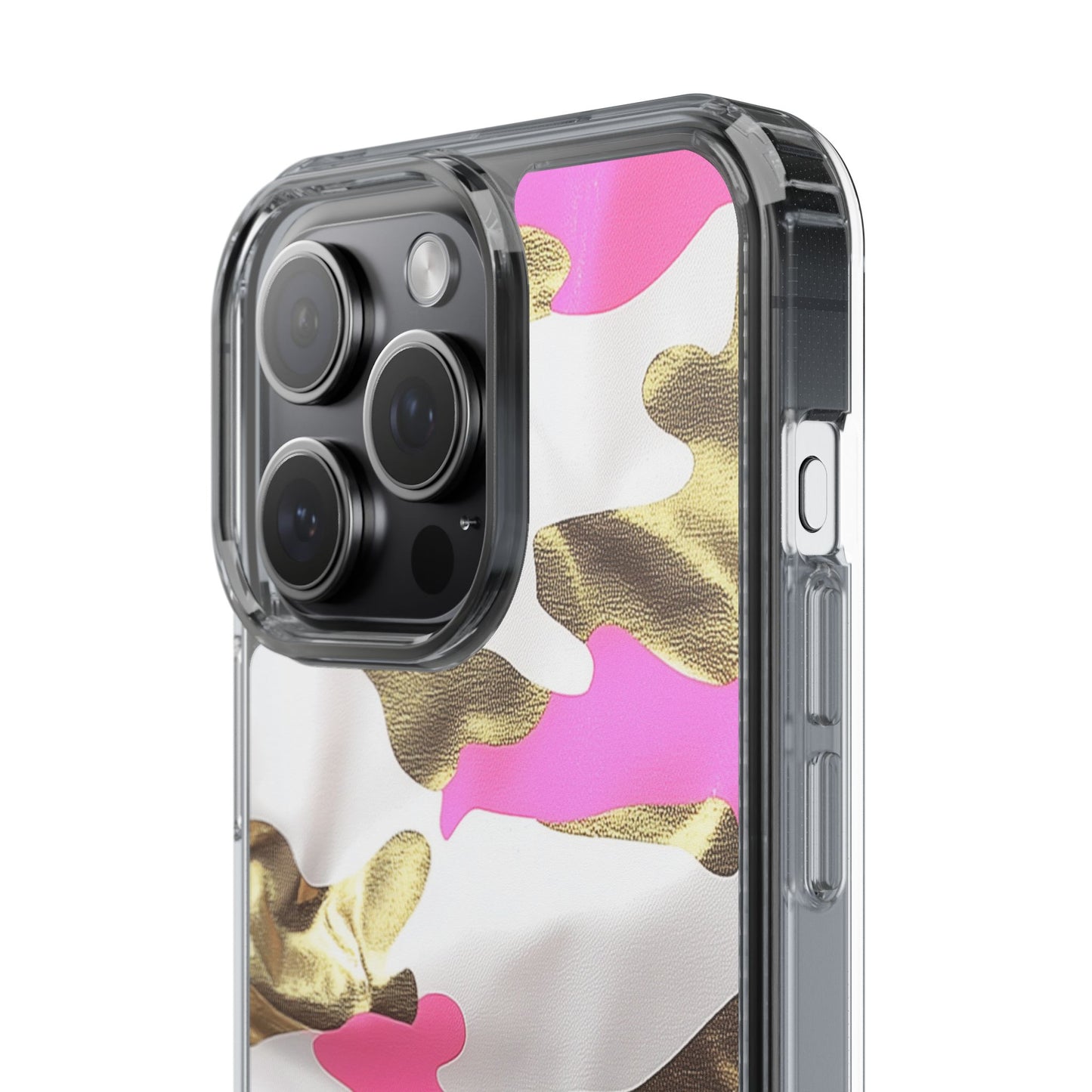 Gold and Pink Camo Phone Case – Stylish Clear Protective Design