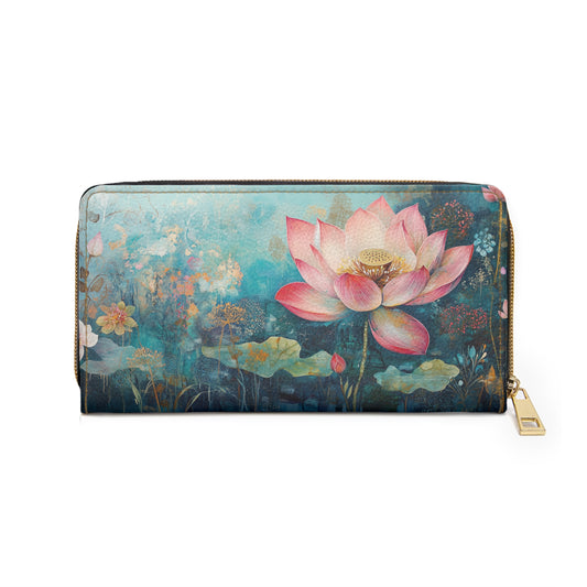 Lotus Blossom Art Cell Phone Clutch Wallet - Stylish Floral Design for Everyday Use