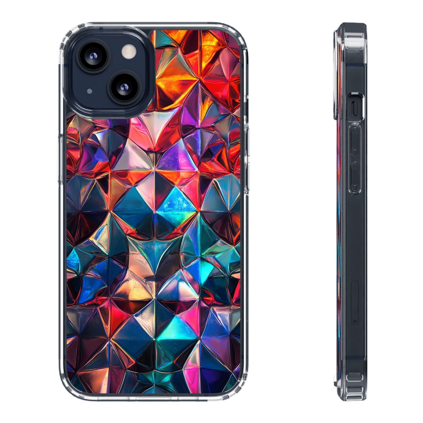 Colorful Geometric Clear Phone Case - Prism Design for iPhone