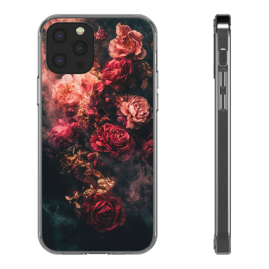 Floral Elegance Clear iPhone Case – Delicate Rose Design with Timeless Charm