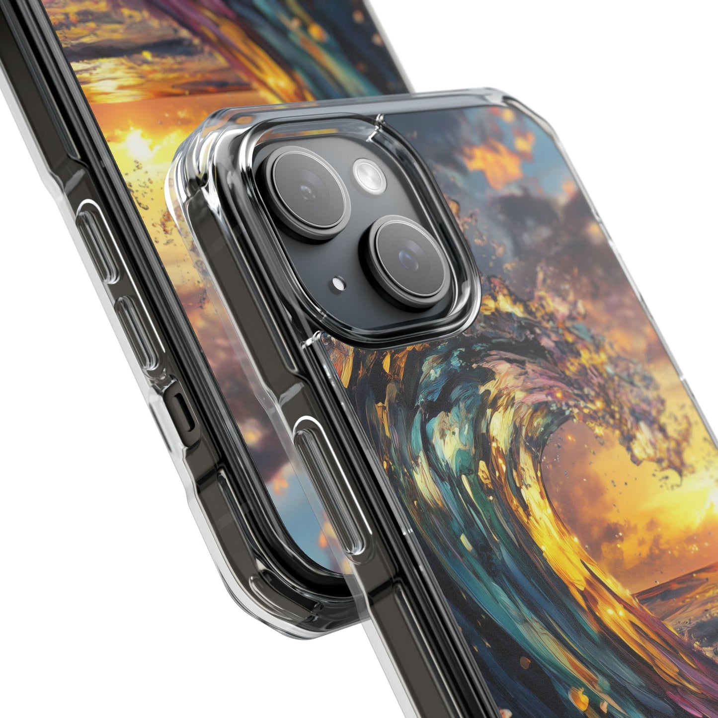 Iridescent Sunset Wave Magnetic Clear iPhone Case