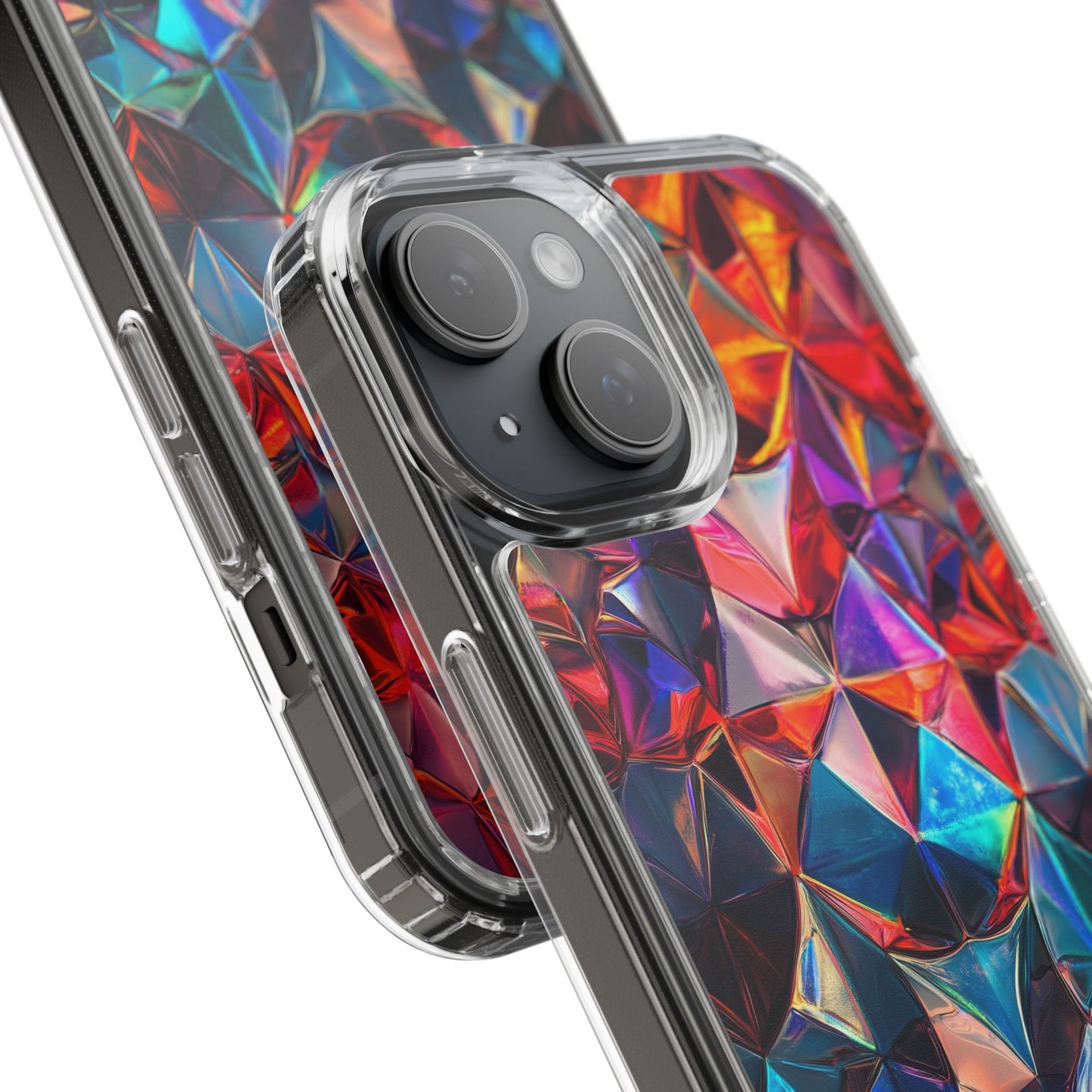 Colorful Geometric Clear Phone Case - Prism Design for iPhone