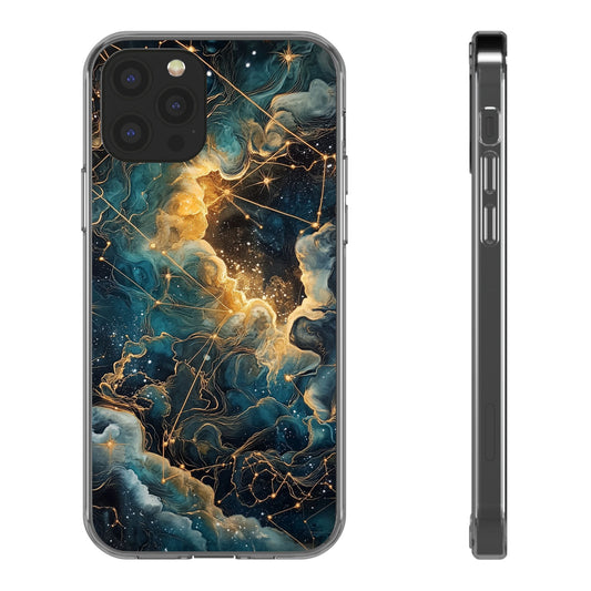 Celestial Clear iPhone Case – Starry Night Aesthetic with Cosmic Charm
