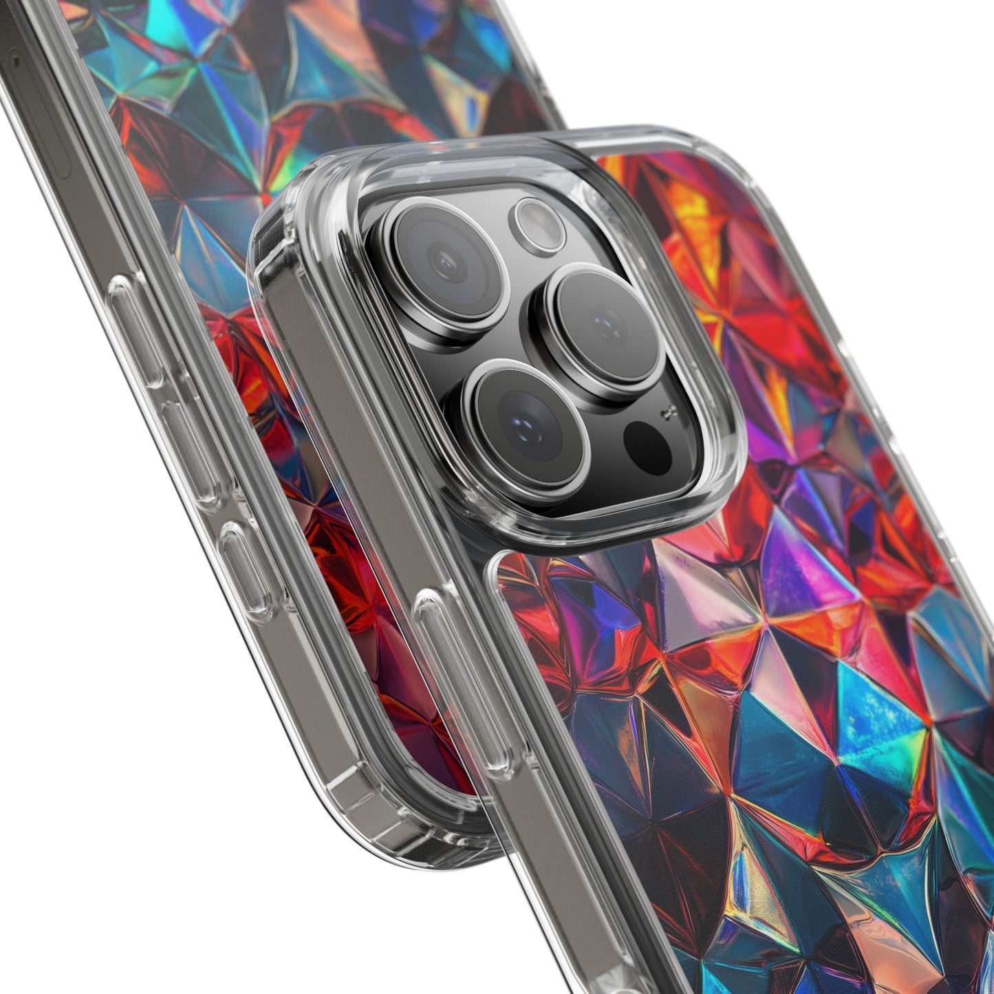 Colorful Geometric Clear Phone Case - Prism Design for iPhone
