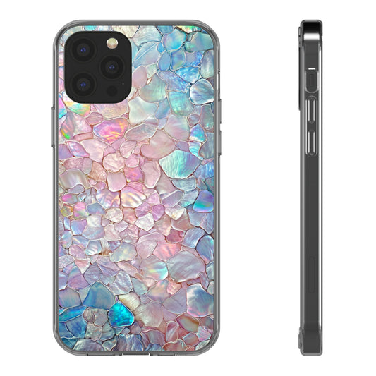 Iridescent Shell Clear iPhone Case - Stylish Protection for Beach Lovers