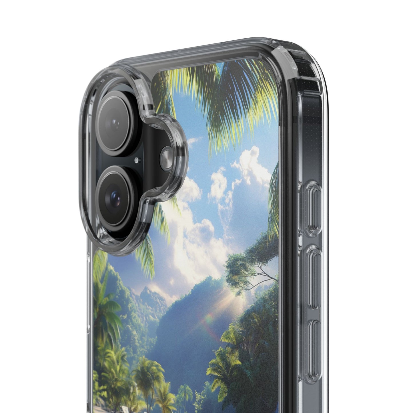 Tropical Paradise Clear iPhone Case – Vibrant Beach Vibes & Sleek Protection