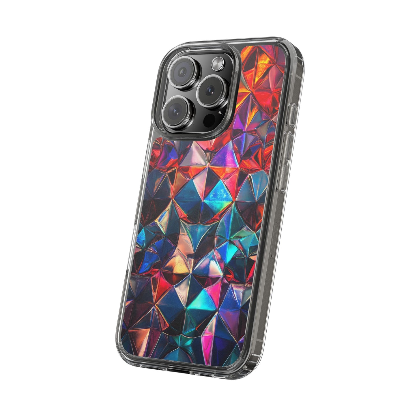 Colorful Geometric Clear Phone Case - Prism Design for iPhone