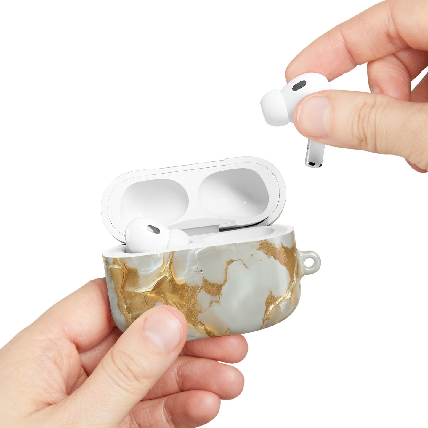 Lustrous Iridescent Gold & White Camo AirPods Case