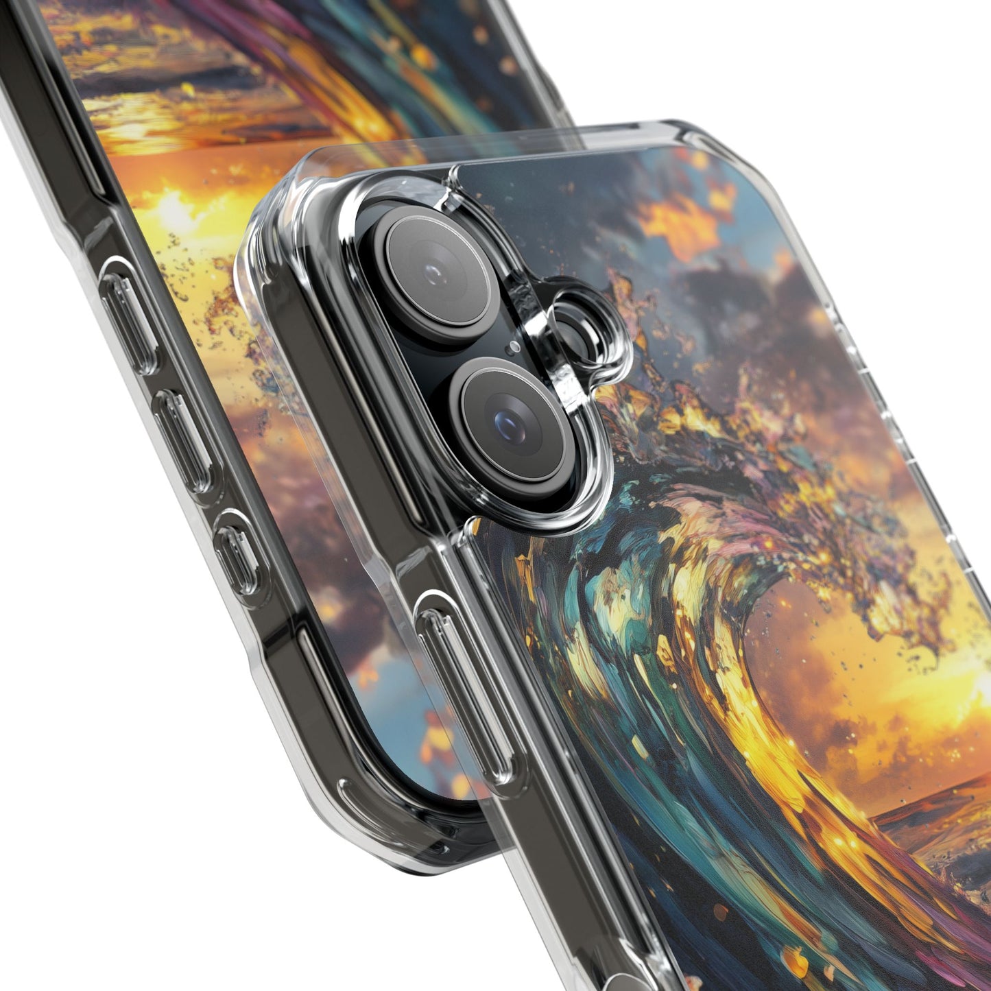 Iridescent Sunset Wave Magnetic Clear iPhone Case