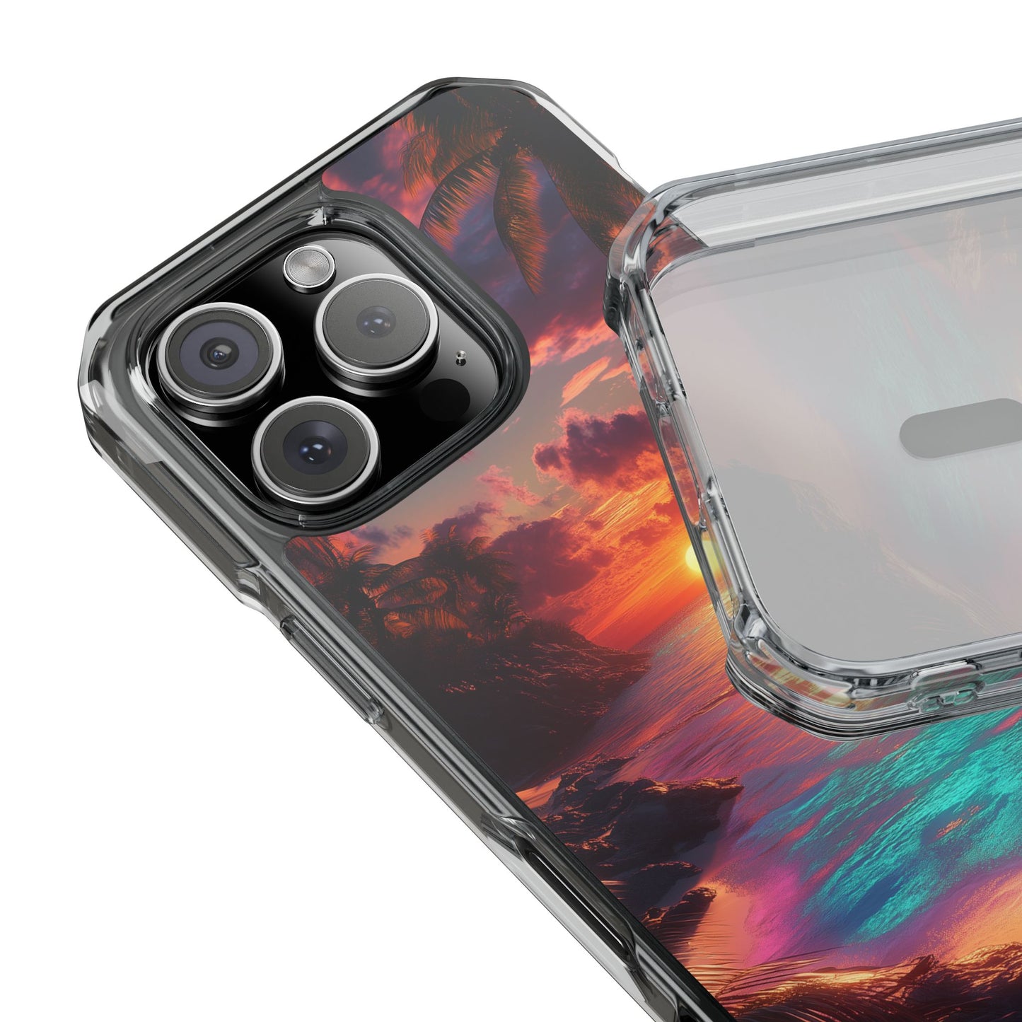 Iridescent Tropical Sunset Magnetic Clear Impact iPhone Case