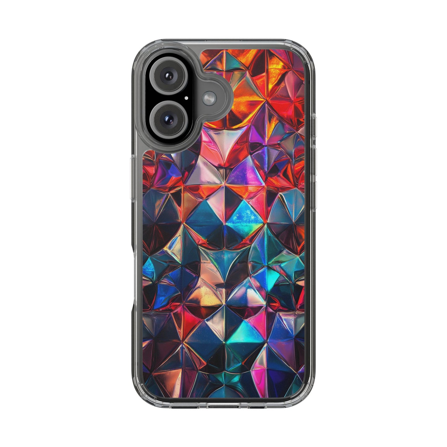 Colorful Geometric Clear Phone Case - Prism Design for iPhone