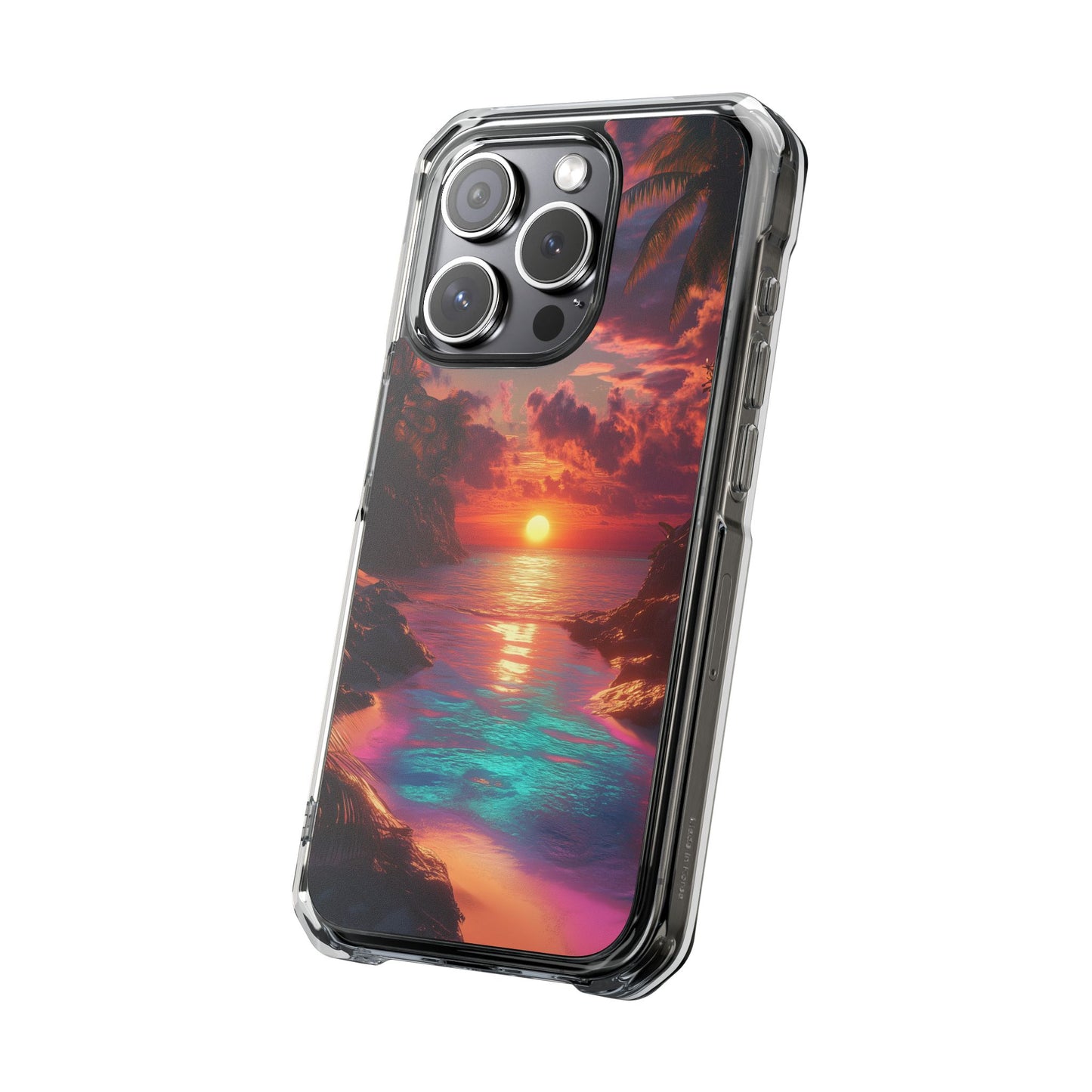 Iridescent Tropical Sunset Magnetic Clear Impact iPhone Case