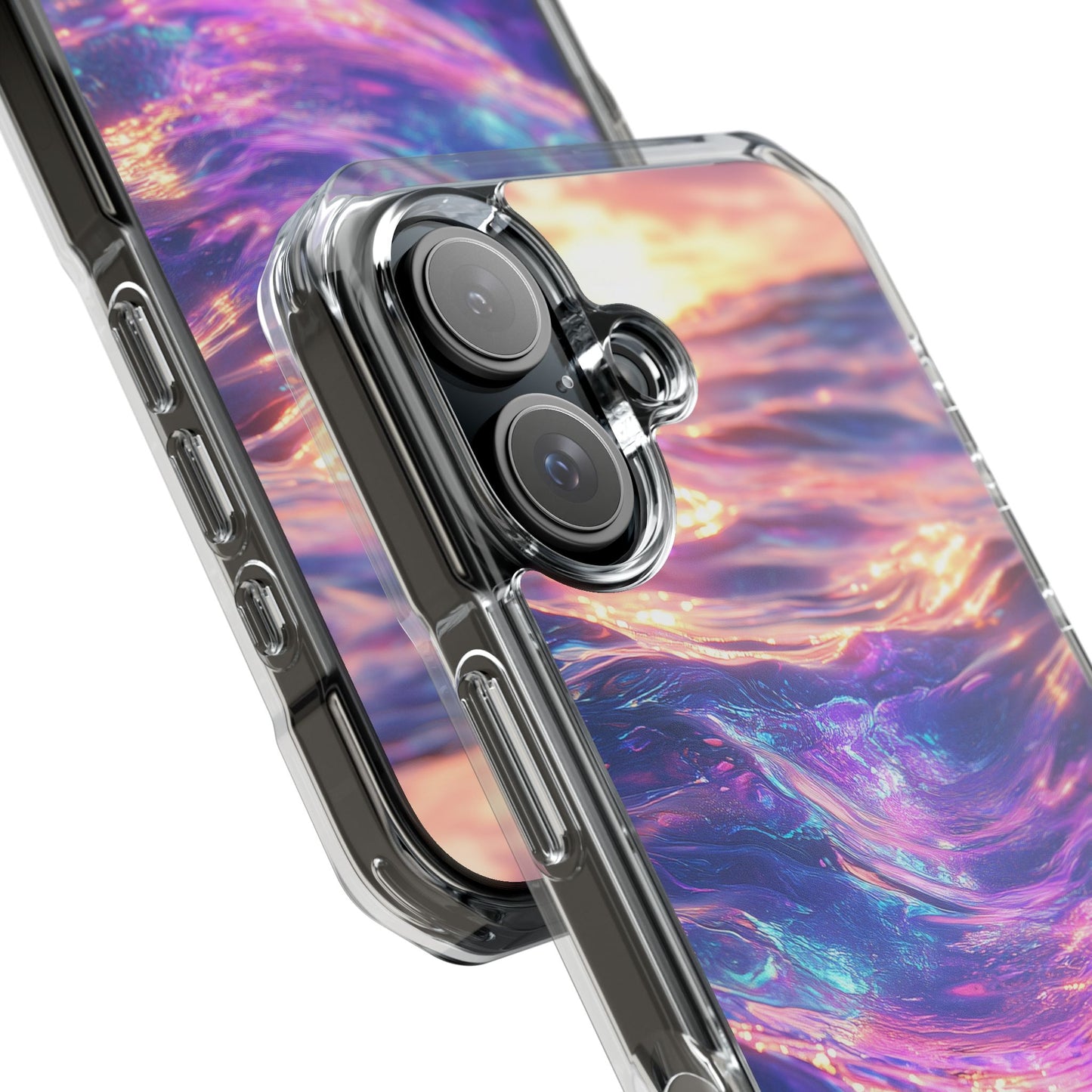 Iridescent Sunset Wave Magnetic Clear Impact iPhone Case