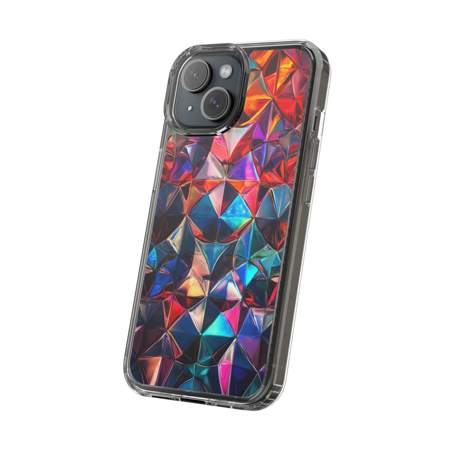 Colorful Geometric Clear Phone Case - Prism Design for iPhone
