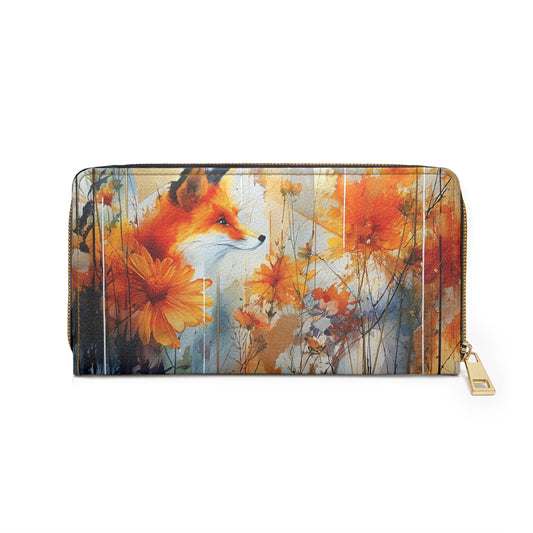 Rustic Fox Floral Cell Phone Clutch Wallet - Stylish and Functional Accessory