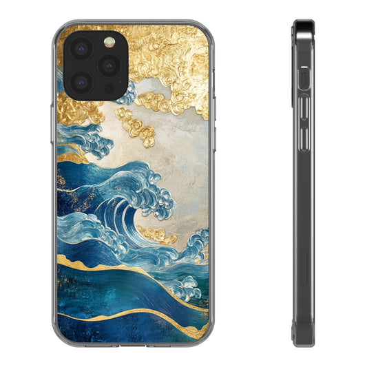 Golden Wave Clear Case - Stylish and Protective iPhone Cover