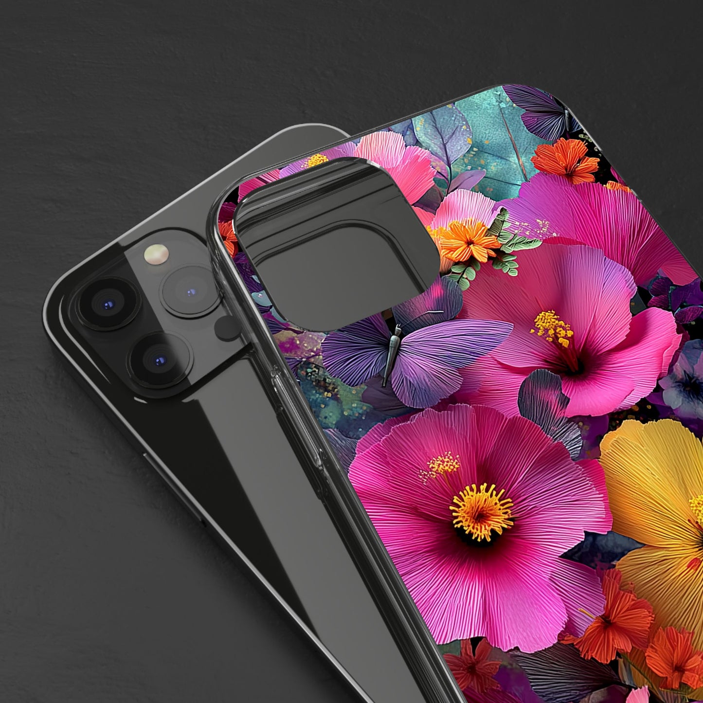 Vibrant Floral Butterfly iPhone Case – Slim Aesthetic Boho Nature Design