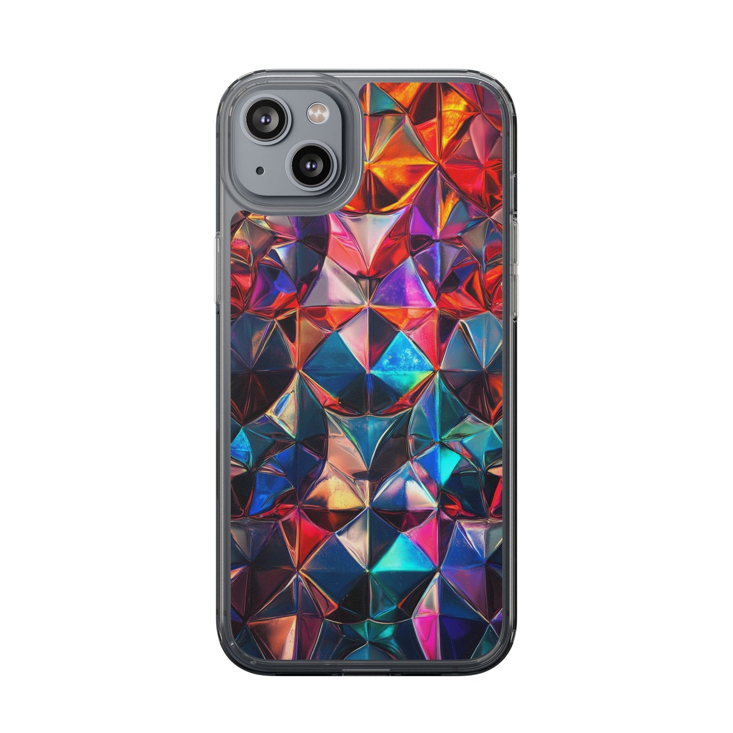 Colorful Geometric Clear Phone Case - Prism Design for iPhone