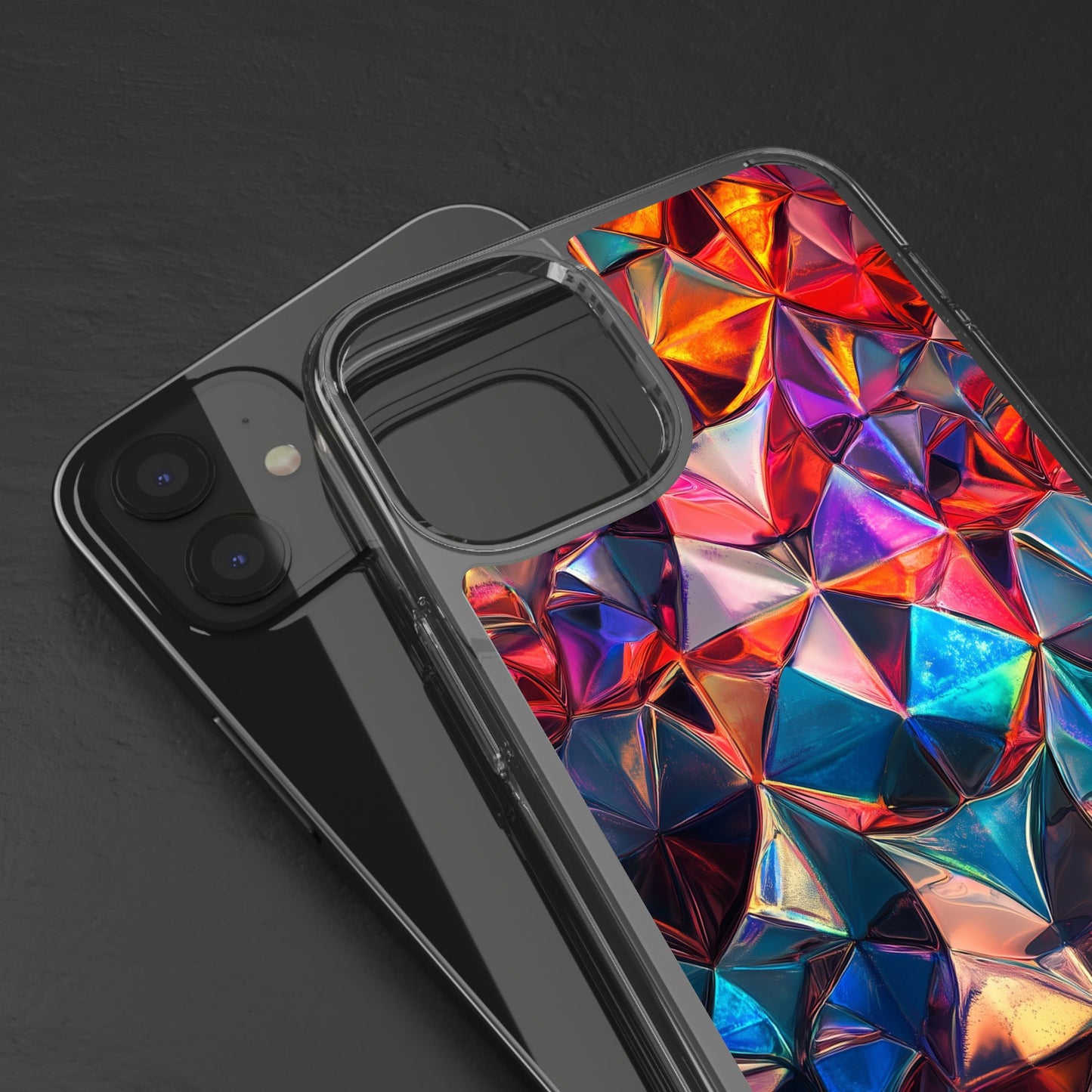 Colorful Geometric Clear Phone Case - Prism Design for iPhone