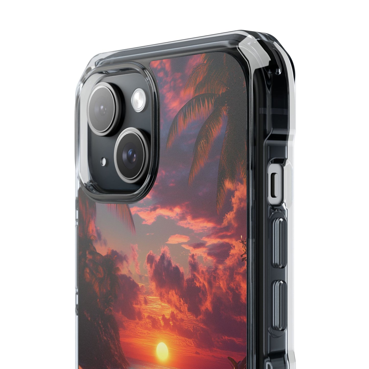 Iridescent Tropical Sunset Magnetic Clear Impact iPhone Case