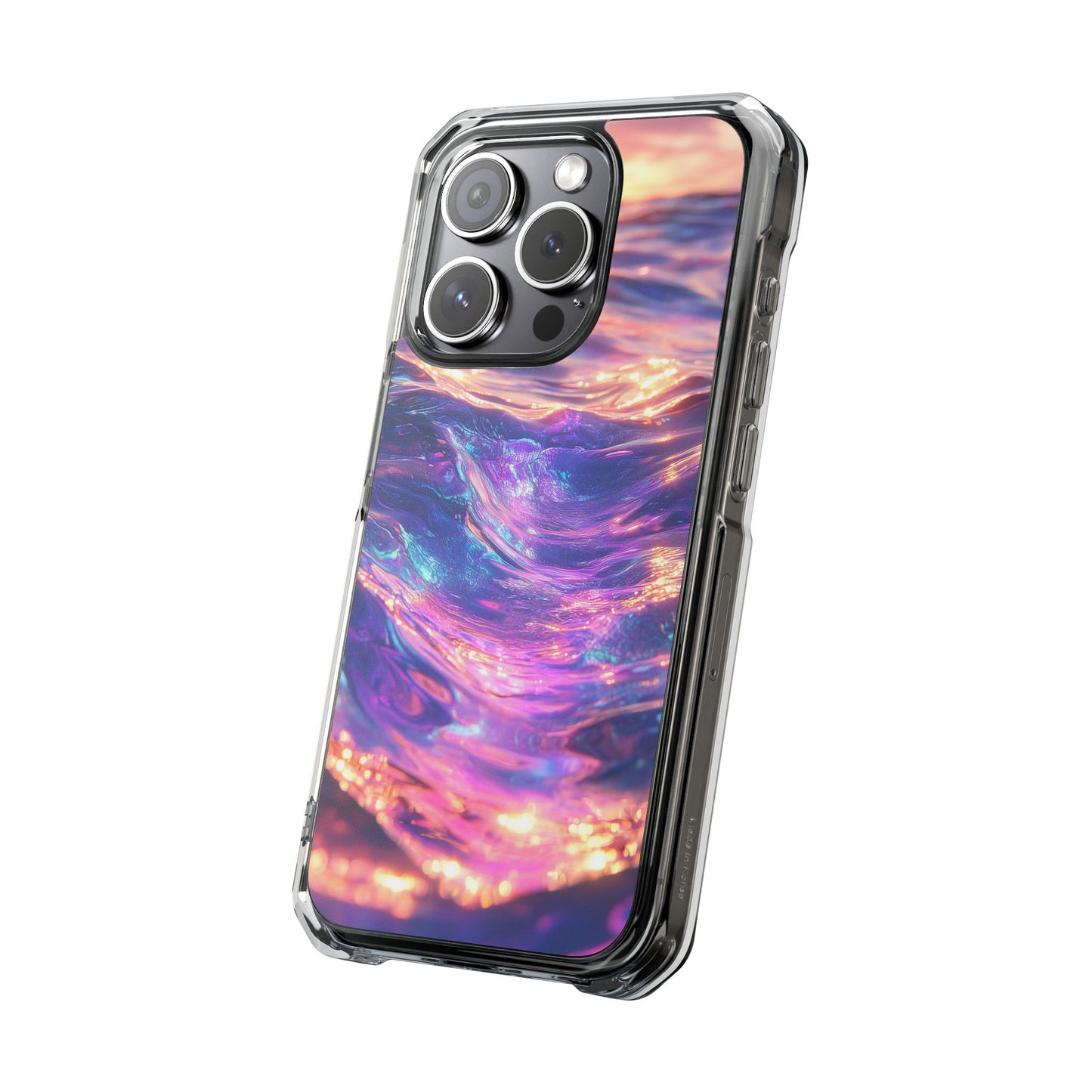 Iridescent Sunset Wave Magnetic Clear Impact iPhone Case