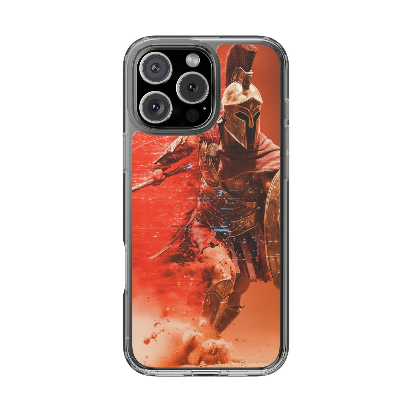 Spartan "Big Duster" Warrior Clear Phone Case - Unique Design for Protection & Style