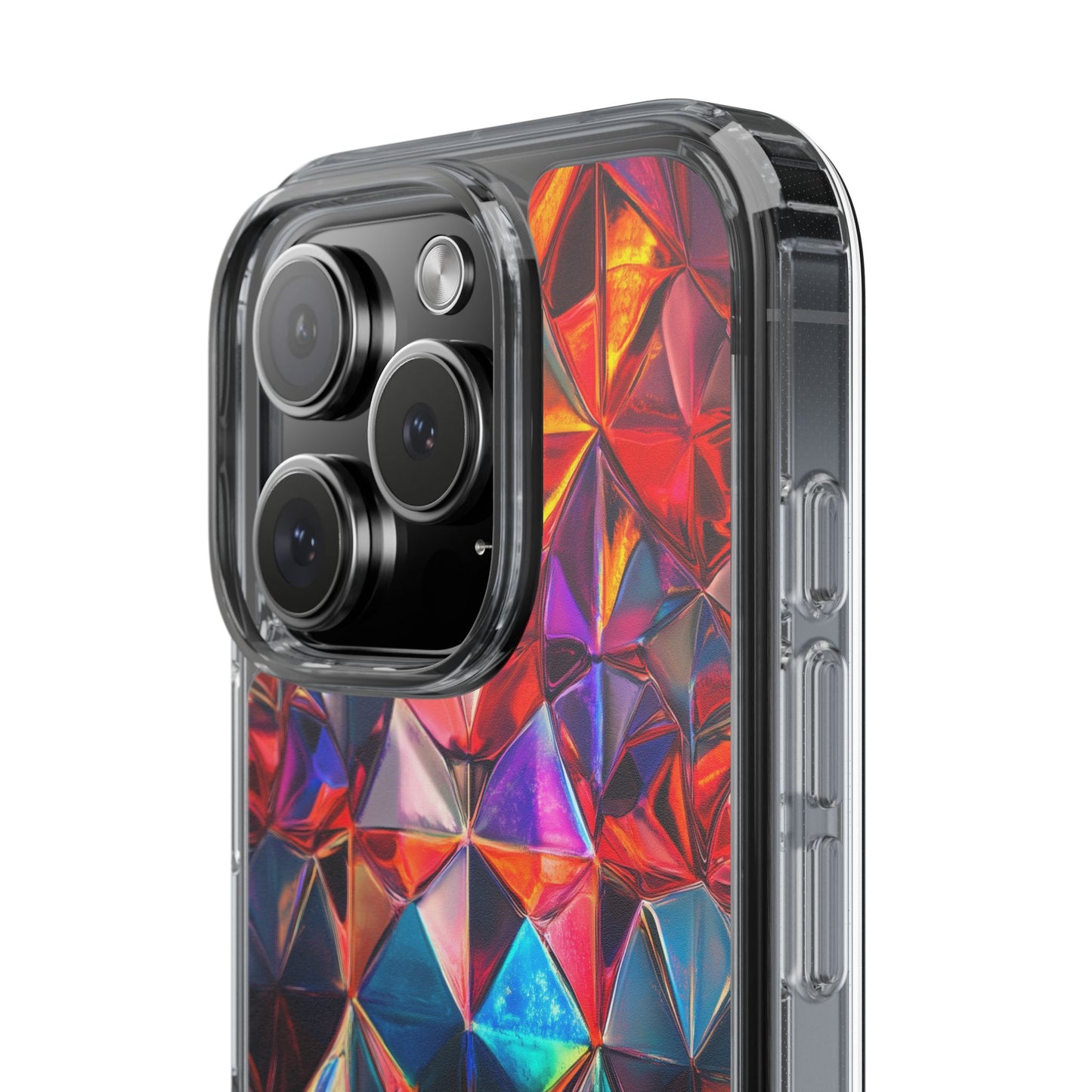Colorful Geometric Clear Phone Case - Prism Design for iPhone