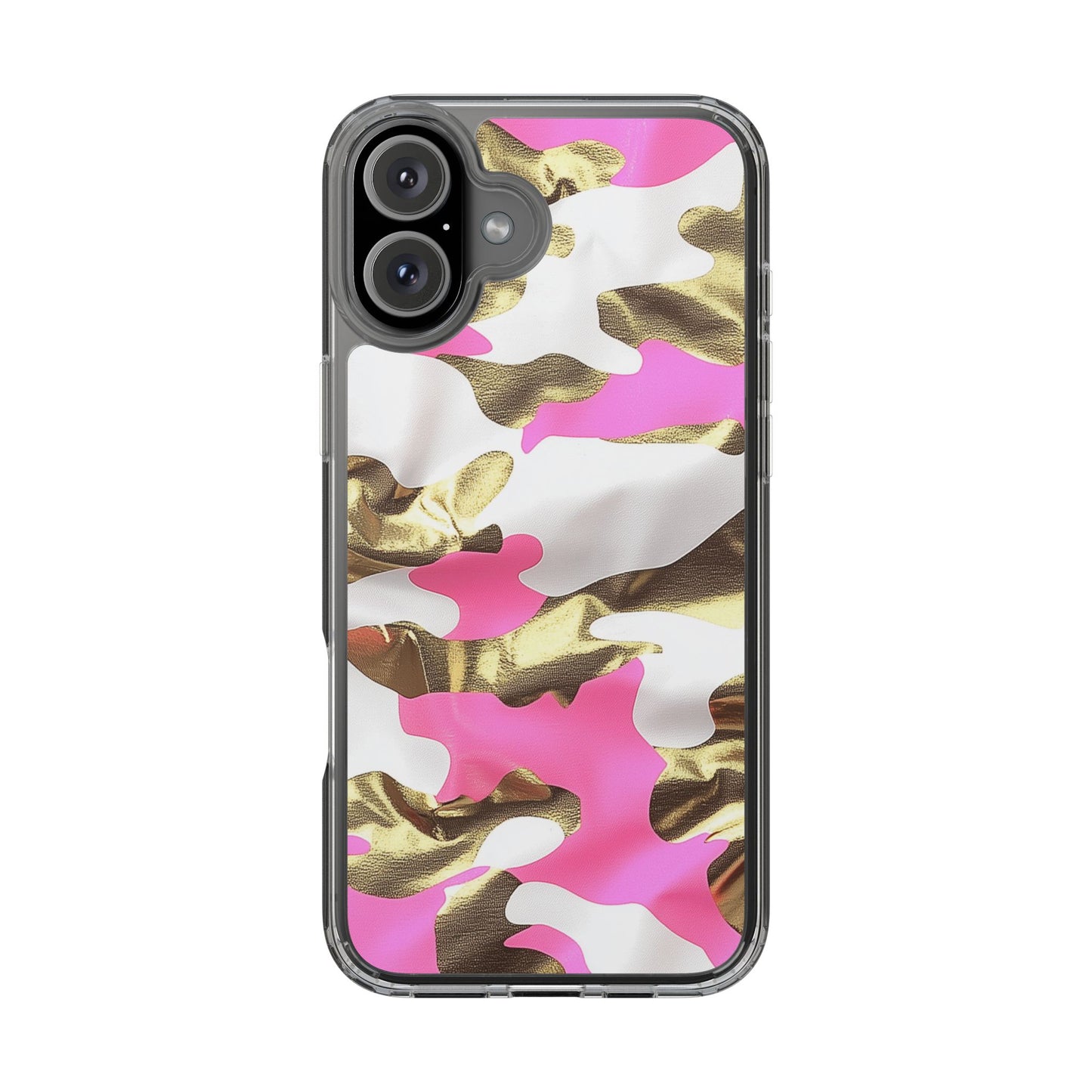 Gold and Pink Camo Phone Case – Stylish Clear Protective Design