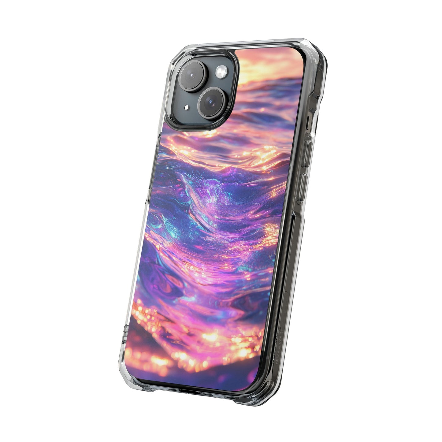 Iridescent Sunset Wave Magnetic Clear Impact iPhone Case