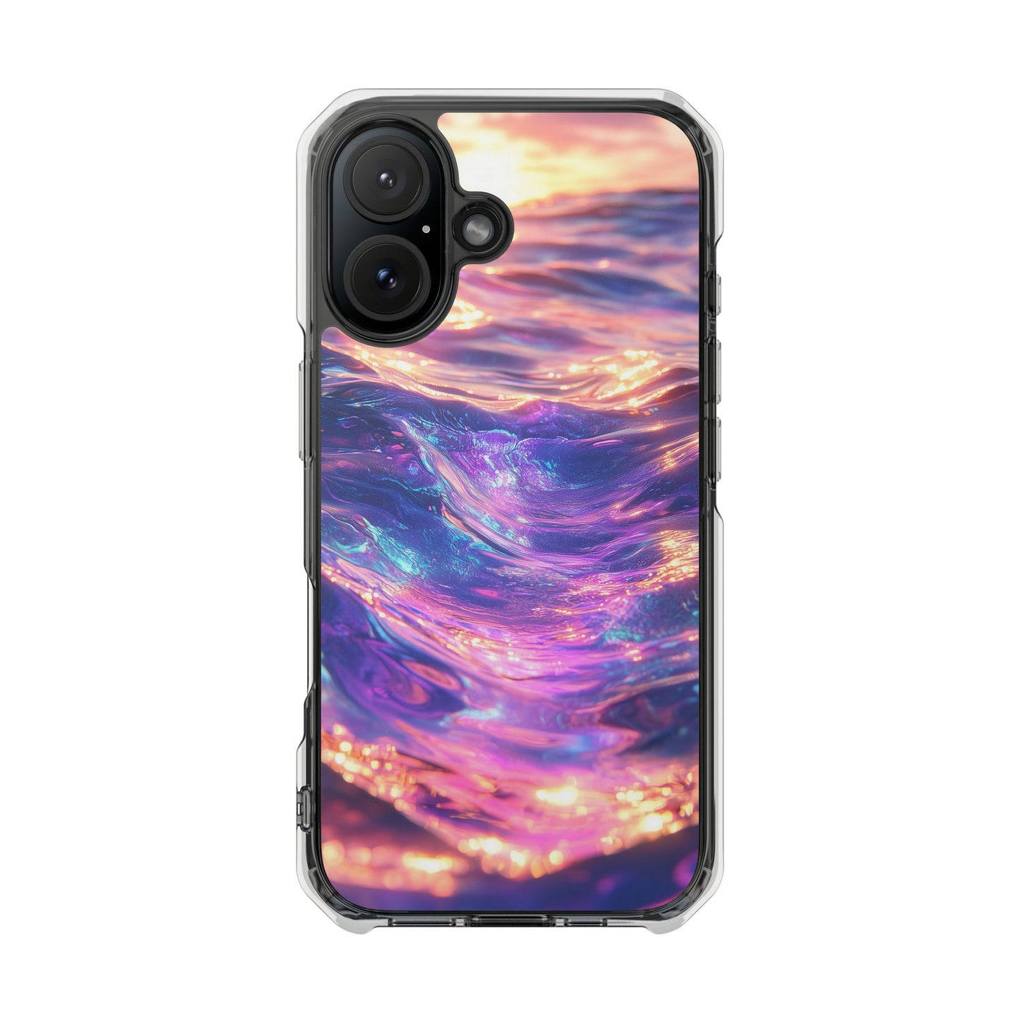 Iridescent Sunset Wave Magnetic Clear Impact iPhone Case