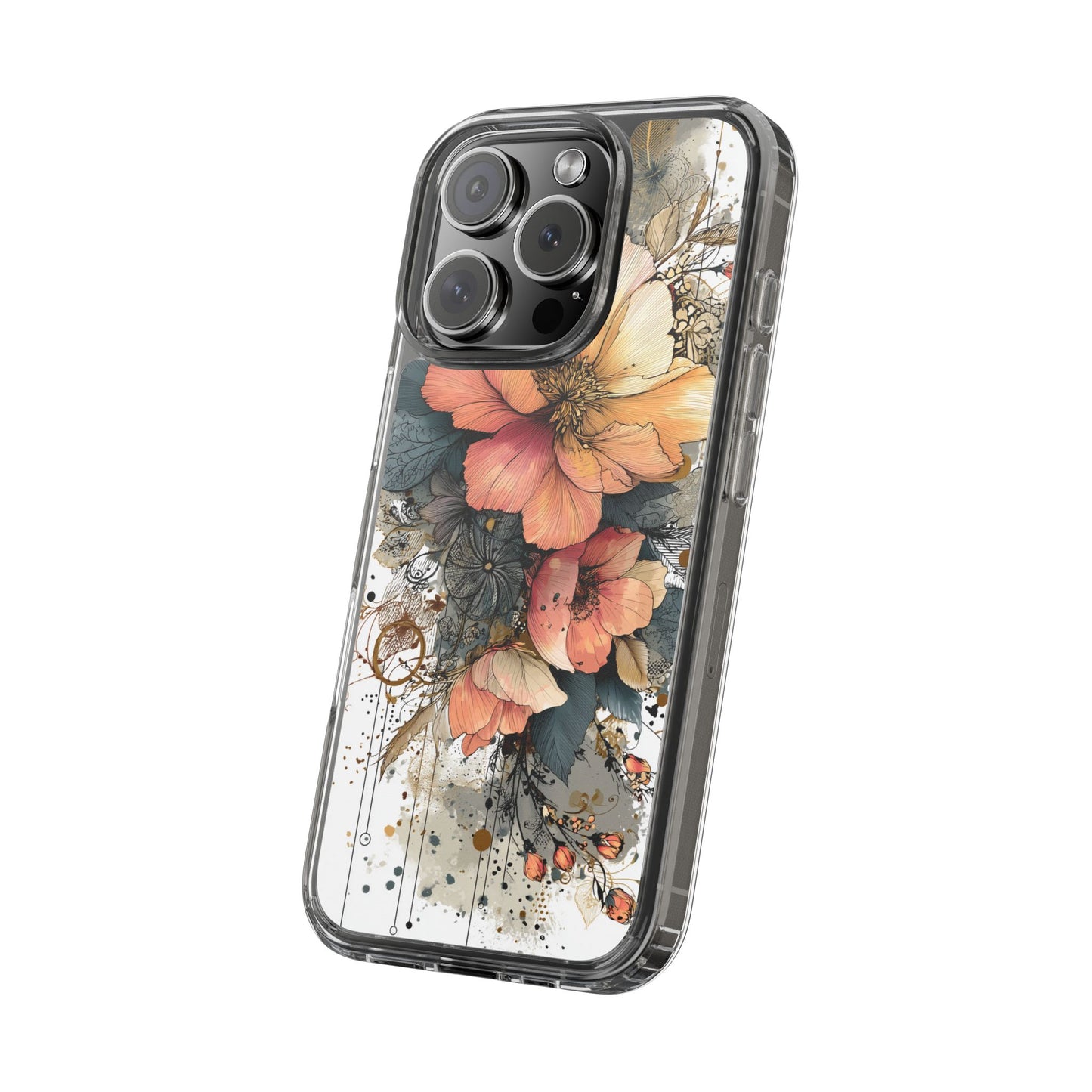 Floral Clear iPhone Case - Elegant Floral Boho Design