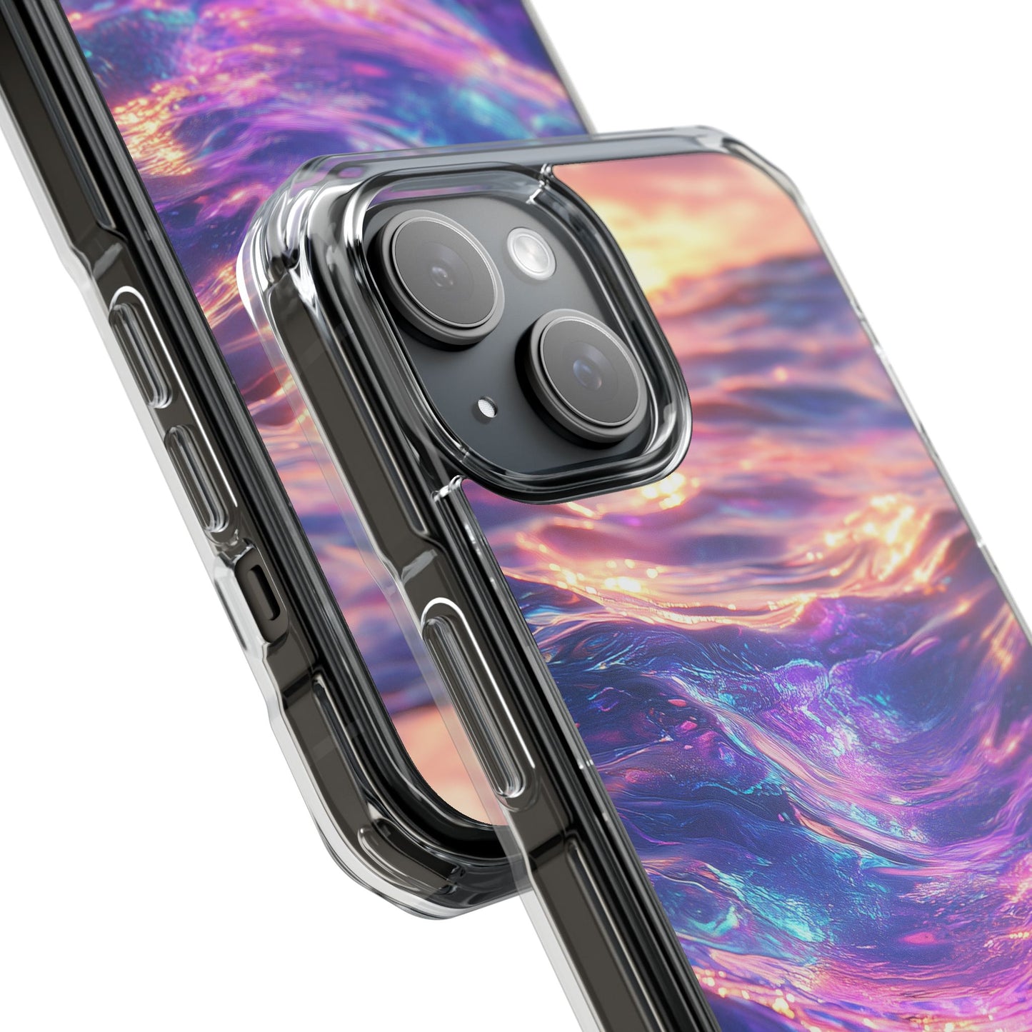 Iridescent Sunset Wave Magnetic Clear Impact iPhone Case