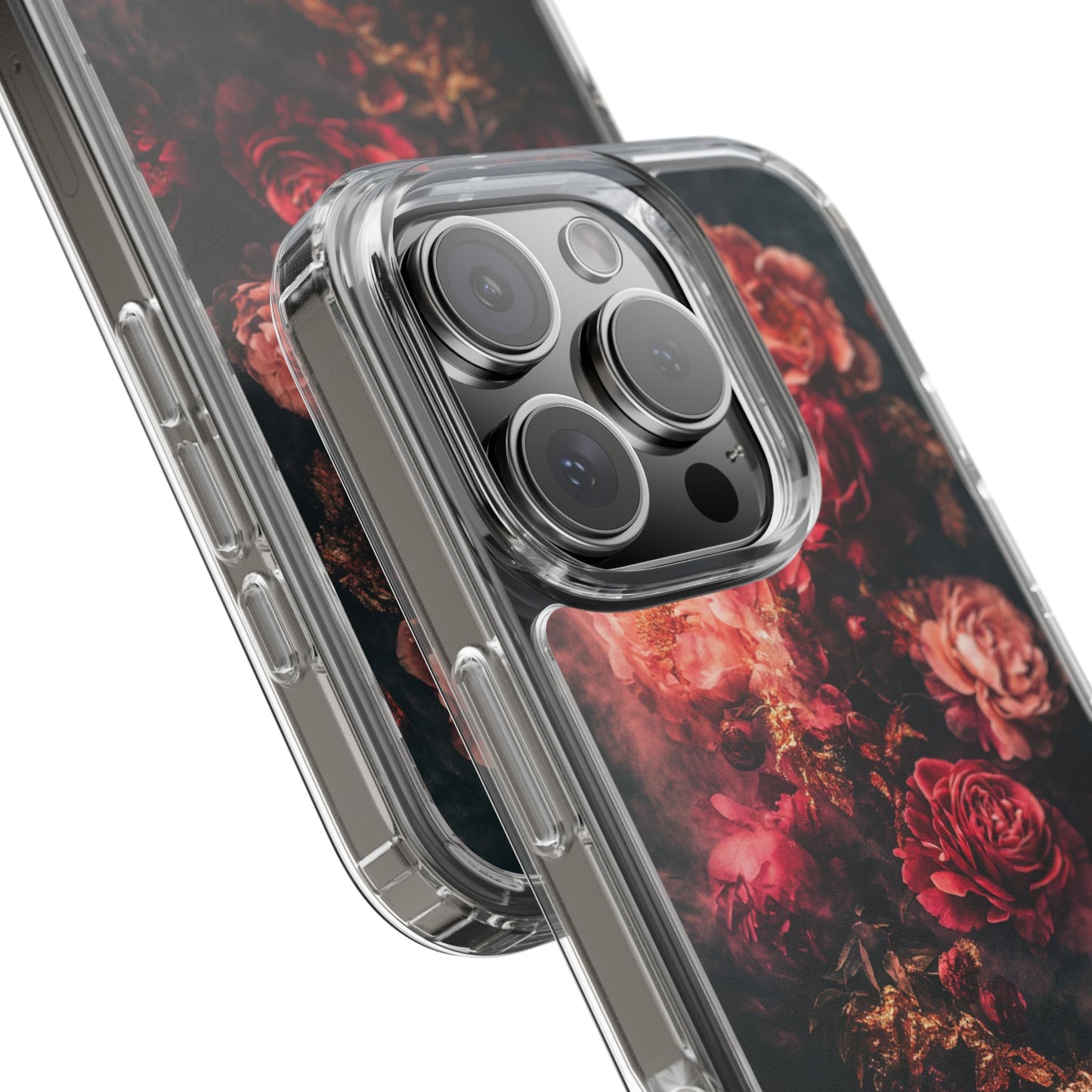 Floral Elegance Clear iPhone Case – Delicate Rose Design with Timeless Charm
