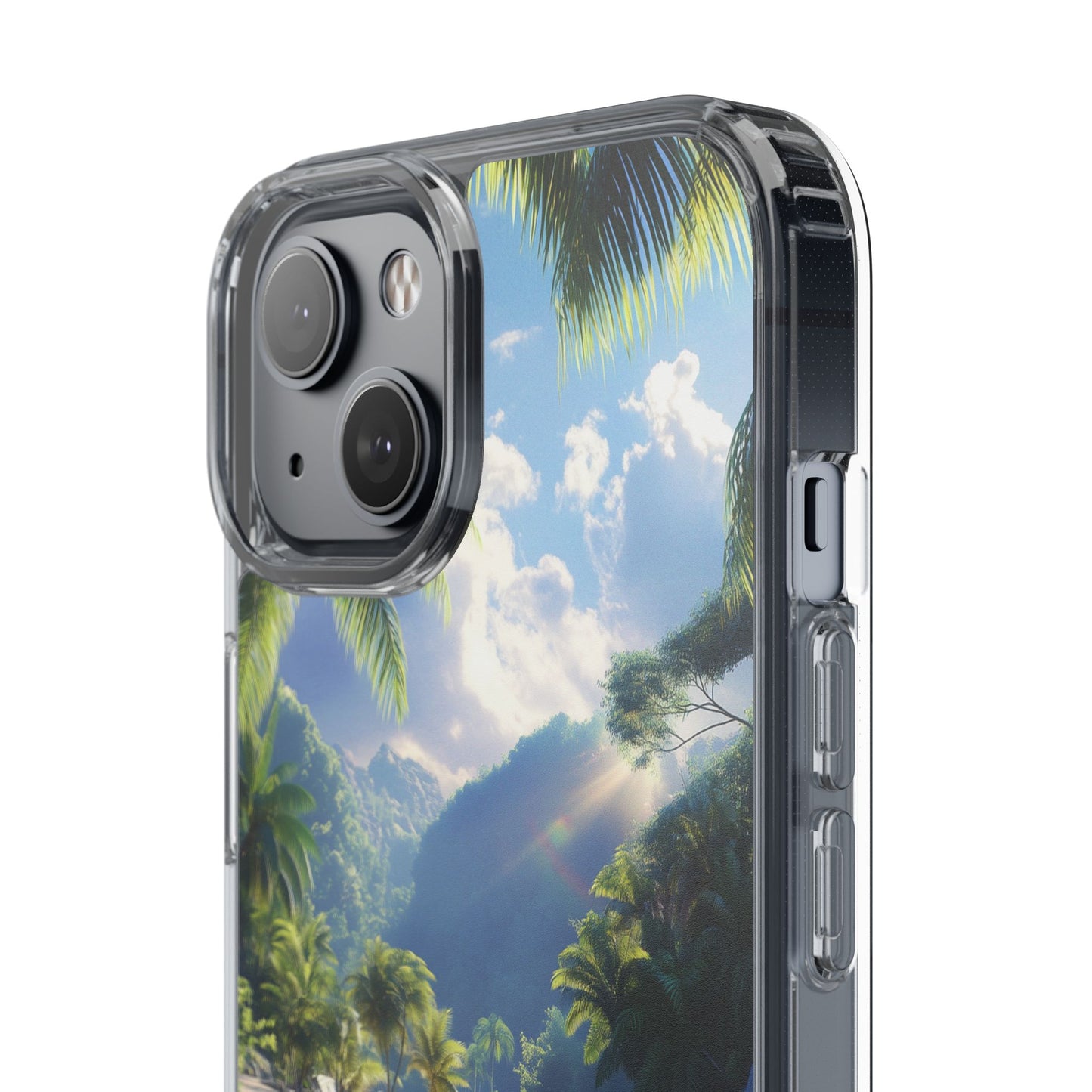 Tropical Paradise Clear iPhone Case – Vibrant Beach Vibes & Sleek Protection