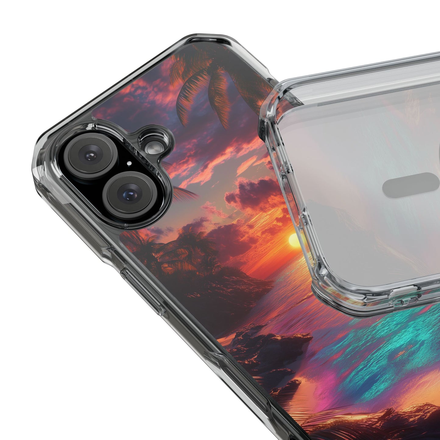 Iridescent Tropical Sunset Magnetic Clear Impact iPhone Case