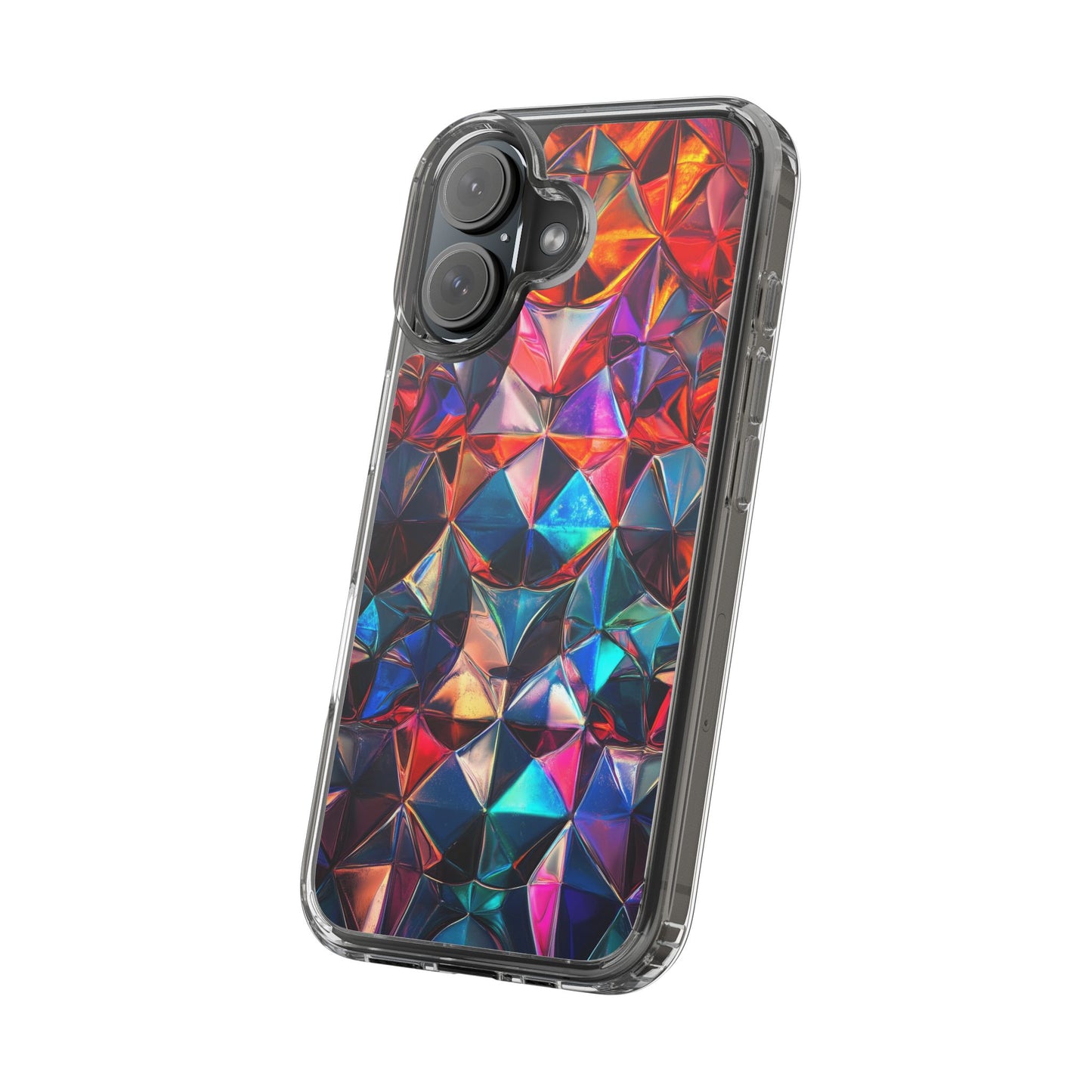 Colorful Geometric Clear Phone Case - Prism Design for iPhone